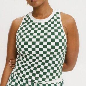 NWT ForeAll Green/White Checkered Lilliee Tank